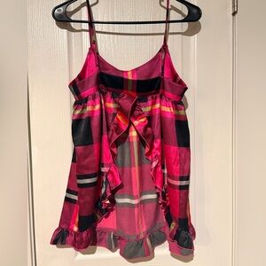 VINTAGE Victoria’s Secret Y2K Pink Plaid Flyaway Babydoll Camisole - Small